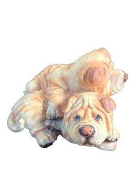 Vintage 1992 Universal Statuary Corp Shar-Pei Puppies Figurine
